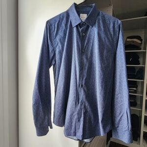 Paul Smith Men's Shirt Blue with white dots 16" collar